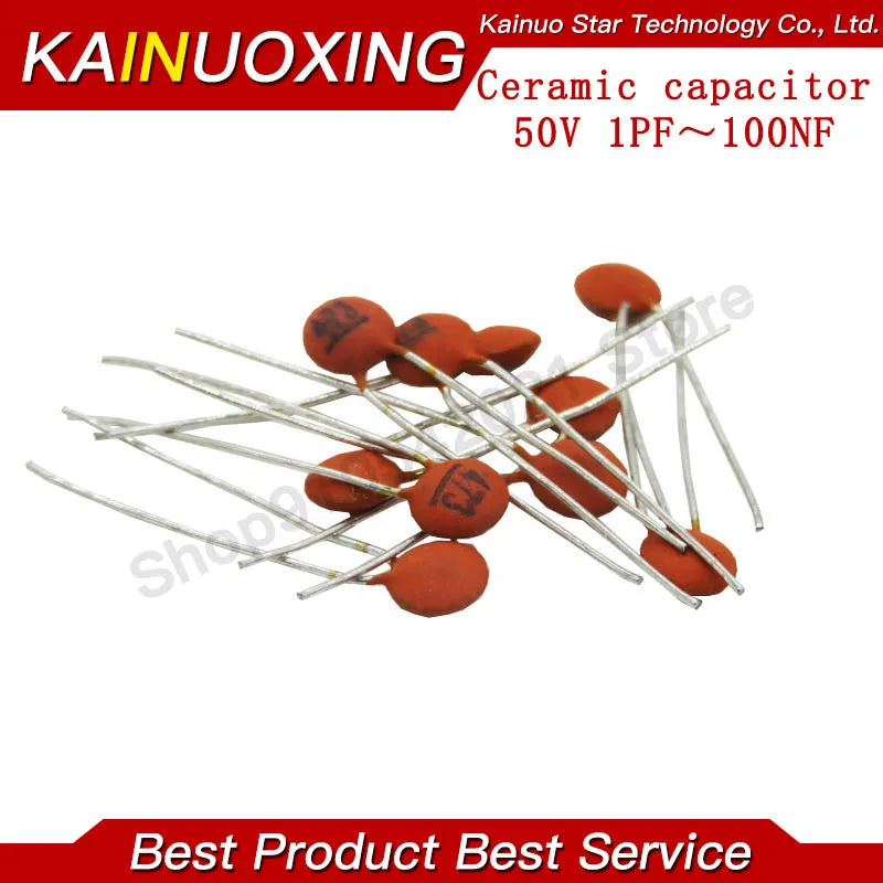 100Pcs 50V Radial Disc Ceramic Capacitor 1pF~0.1uF 101 103 104 473 Mixed Capacitance DIY Electronic Repair Parts