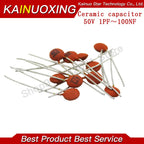 100Pcs 50V Radial Disc Ceramic Capacitor 1pF~0.1uF 101 103 104 473 Mixed Capacitance DIY Electronic Repair Parts