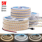 3mm 5mm PCB LED Strip Light Ultra Thin 1 LED Cut 5V 2835 120LEDs/m 8mm Flexible Tape DC IP21 Not Waterproof Warm Natural White
