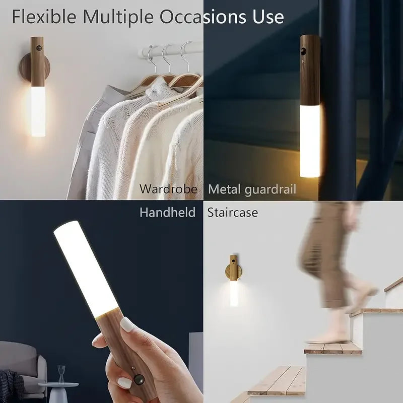 Creative Intelligent Auto PIR Motion Sensor LED Rechargeable Magnetic Night Light Wall Light Kitchen Cabinet Light Bedside Lamp