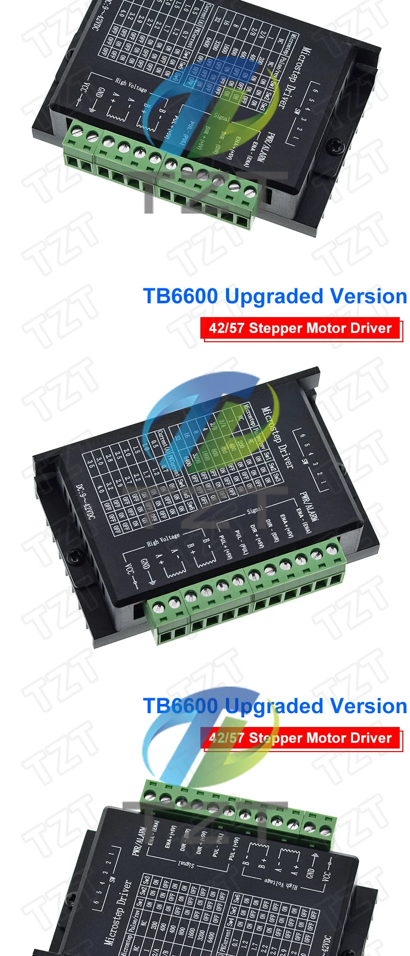 TZT 1/3PCS Stepper Motor Driver TB6600 23 Nema 34 42/57/86 Nema17 4A DC9-40V 1 Axis Stepping Motor CNC Engraving Machine