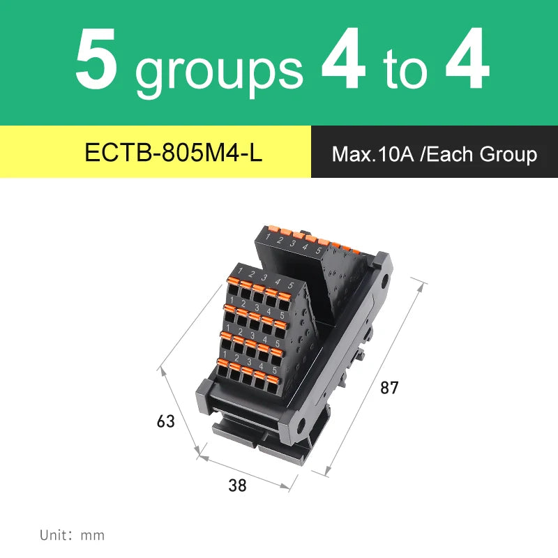 ENMG ECTB Terminal Block 10A 24-Point 42-Point 48-Point 84-Point PLC Signal Transfer Junction Rail Mount Power Distribution Box.