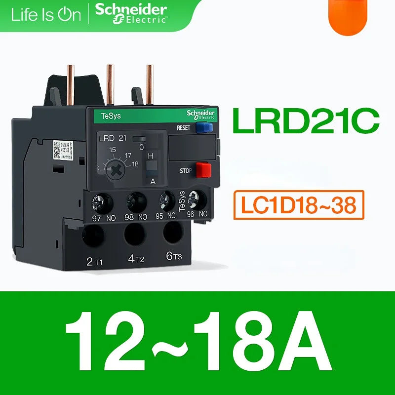 Schneider Thermal Overload Relay LRD12C LRD16C LRD21C LRD32C Relay Three-Pole Thermal Magnetic Trip 10A LC1D Overload Protection