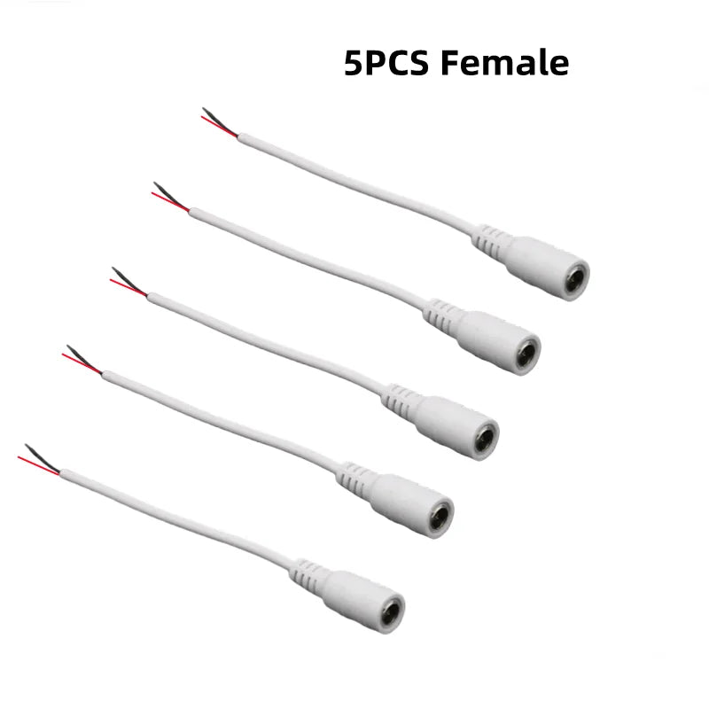 5.5mm X 2.1mm DC Jack Connectors Power Extension Cable 22AWG Female Male DC Plug Adapter For CCTV Camera 5050 3528 LED Strip