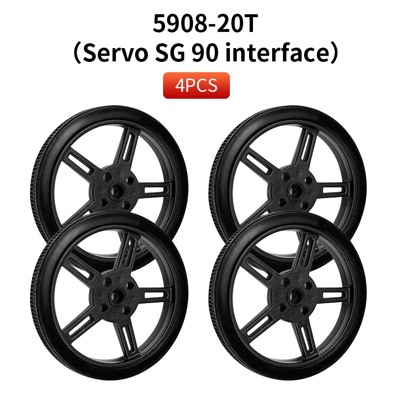 4 PCS 5908 Silicone Tire Wheel Compatible Robot Smart Car N20 TT Motor With 360-degree SG90 MG996R Servo For Arduino Project