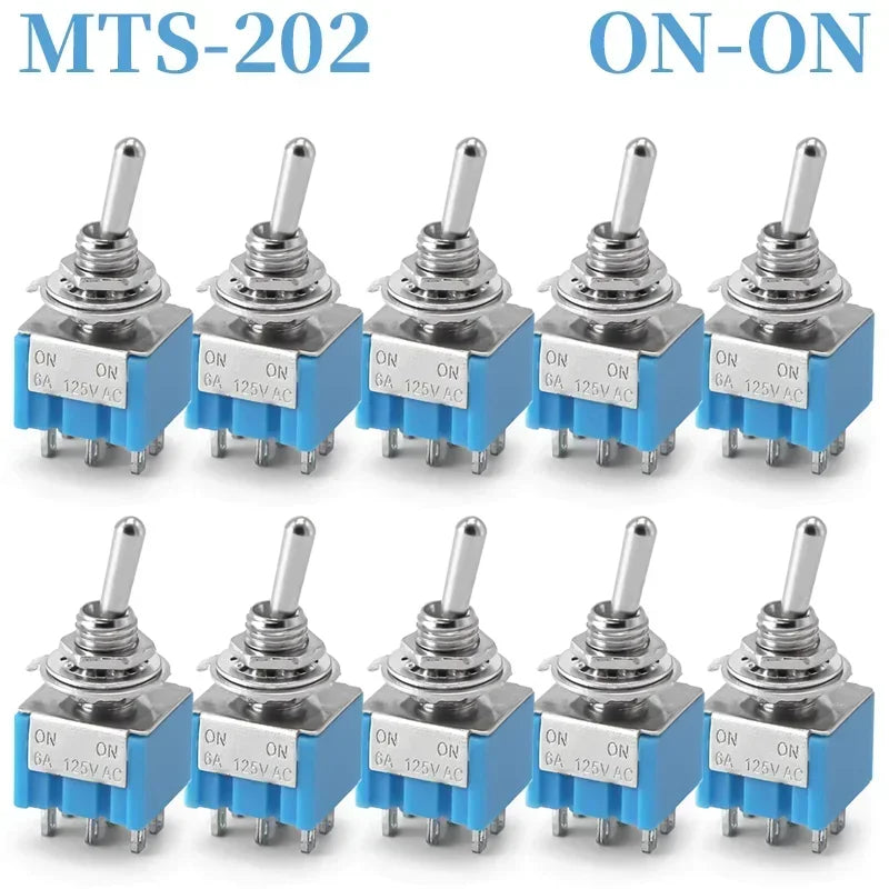 10Pcs Waterproof Cap Miniature Toggle Switch ON-OFF-ON / ON-ON SPDT DPDT MTS-102 MTS-103 MTS-202 MTS-203 Rocker Switch