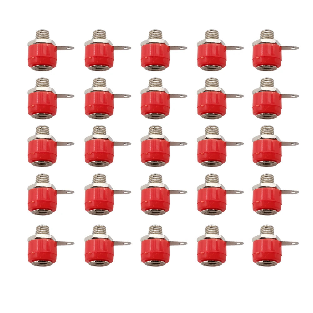 25Pcs Binding Post 4mm Banana Socket Female Connector 4mm Banana Plugs Test Speaker Jack Nut Panel Mount Terminals Adapter