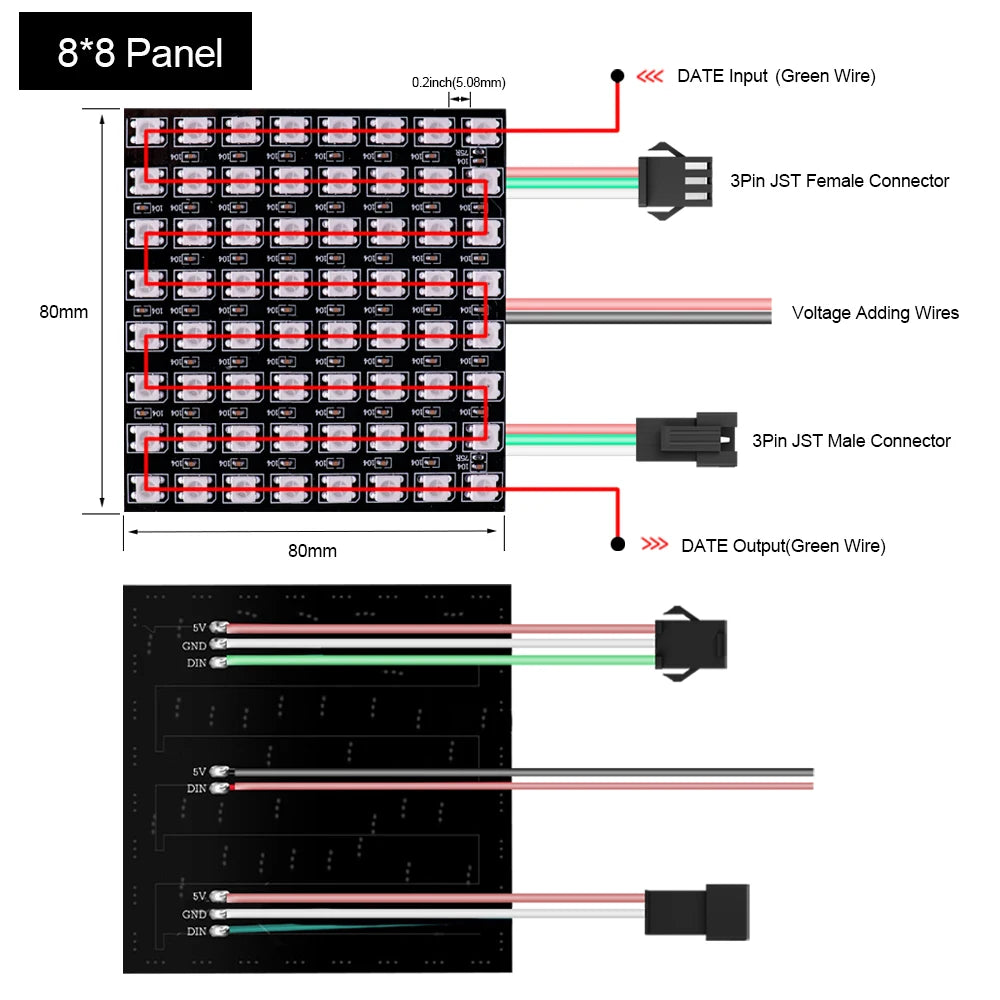 1~5Pcs WS2812B 8x8 16x16 RGB LED Digital Flexible Individually Addressable Panel Screen WS2812 8x32 Smart Pixel Module Matrix 5V