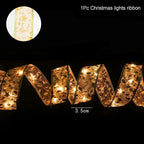 2026 Christmas Ribbon Fairy Light String 1-10m Merry Christmas Decorations Home Xmas Holiday Navidad New Year 2025