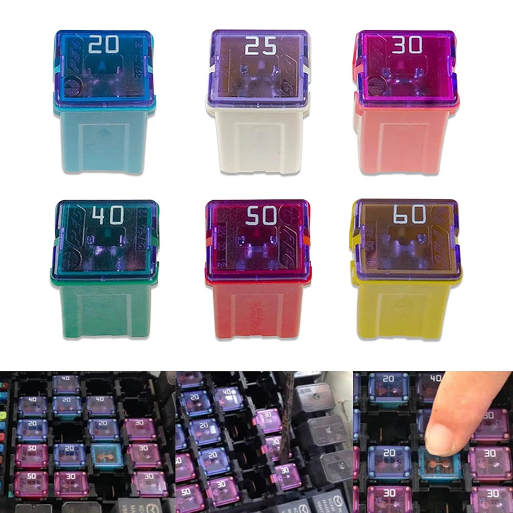 6Pcs Jcase Fuse Kit Mini Jcase Fuse Assortment Tall Profile Plug-in Type Fuse for Trucks Cars(20A, 25A, 30A, 40A, 50A,60A)