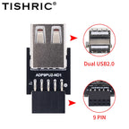 TISHRIC 9Pin To 2 Ports USB 2.0 Expansion Card USB 2.0 Motherboard Header 9pin to 2 Ports USB 2.0 Dual USB A 9 Pin Female Adapt