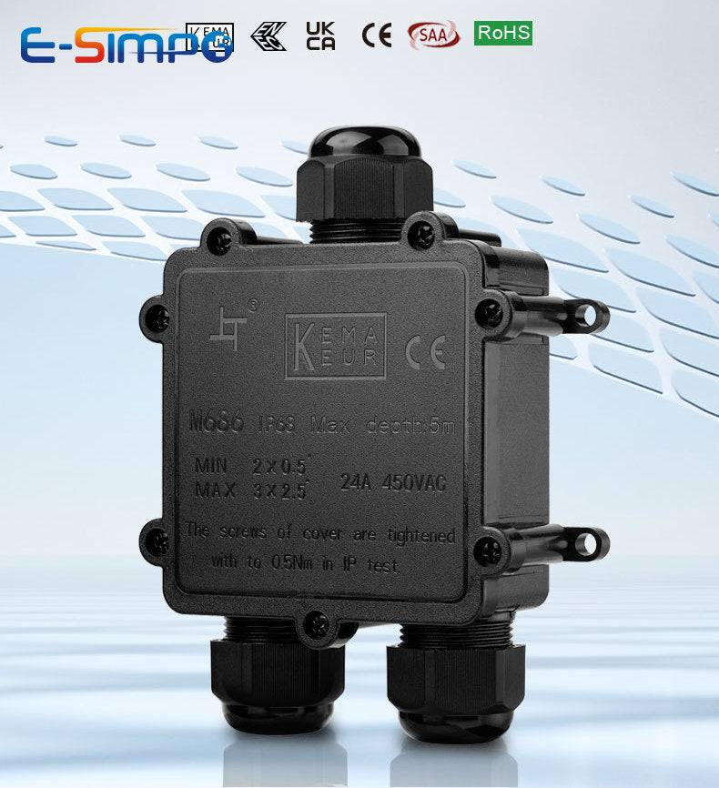 IP68 Y-Shape Underwater Waterproof  3Way 1IN2OUT 4-14mm Power Cord External LED Outdoor Light Lamp Wire Junction Box Connector