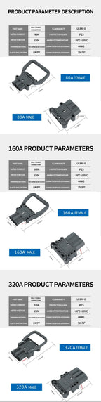 1/5/20Sets REMA Type Forklift Male And Female Plug 80a160a320a High Current Battery Battery Charging Connector