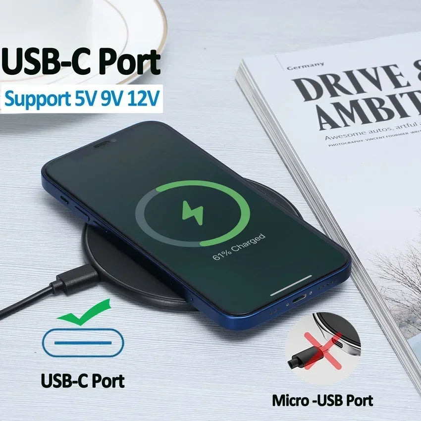 Wireless Charger For iPhone 17 16 15 14 13 Pro Max Induction Fast Charging Pad Dock Station For Samsung S25 S24 Xiaomi Huawei