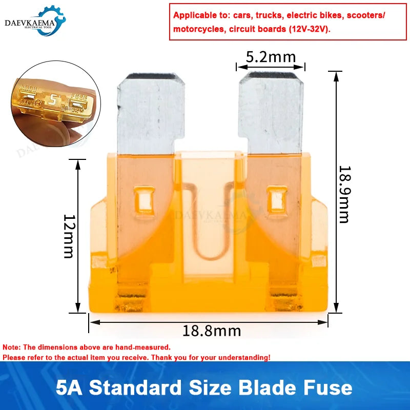 10-100pcs Medium Standard Blade Fuse Insert Kit 2A-40A Automotive Medium Fuses for Car/RV/Truck/SUV/Motorcycle/Boat