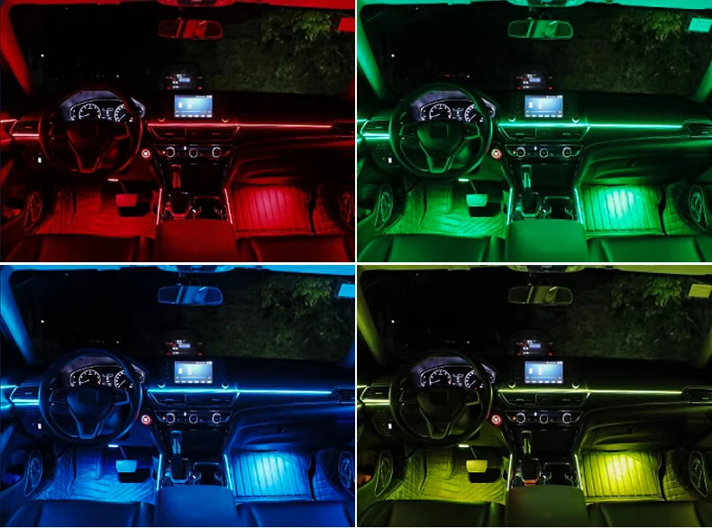 6/10/14/18 in 1 Led Car Ambient Lights RGB 213 64 Color Acrylic Strips Symphony Streamer Interior Atmosphere Lamp Control By App