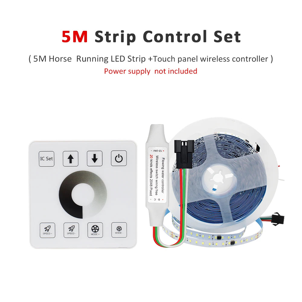 20M 15M 5M 10M Running Water Flowing LED Strip Light DC24 WS2811 SMD2835 Horse Race Pixel Addressable Flexible Linear Lamp Set