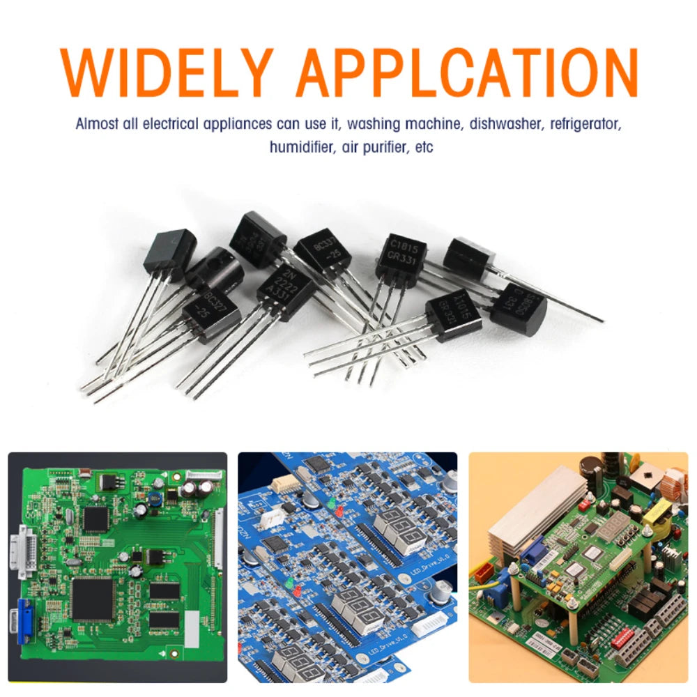 100/200PCS Triode Transistor Set BC337 BC327 2N2222 2N2907 2N3904 2N3906 S8050 S8550 A1015 C1815 TO92 PNP NPN Transistors kit