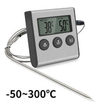 Wireless Digital Food Thermometer with Remote for Kitchen Oven BBQ Grill - Manual Set Temperature Probe Meat Timer