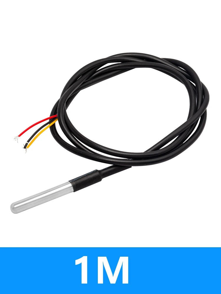 Waterproof DS18B20 Temperature Sensor Module Kit  100CM Digital Sensor Cable Stainless Steel Probe Terminal Adapter For Arduino