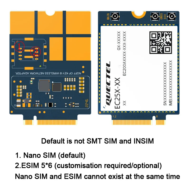 Quectel EC25-AUFA M.2 Default is not SMT SIM and INSIM Support for INSIM CAT4 LTE Cat 1 EC25 Size 40mmx30mm Module Series