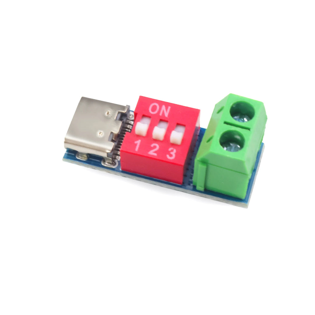 Type-C PD QC Trigger Module 5V 9V 12V 15V 20V DIP Switch Adjustable 100W Decoy with Screw Terminal for Power Bank Router DIY