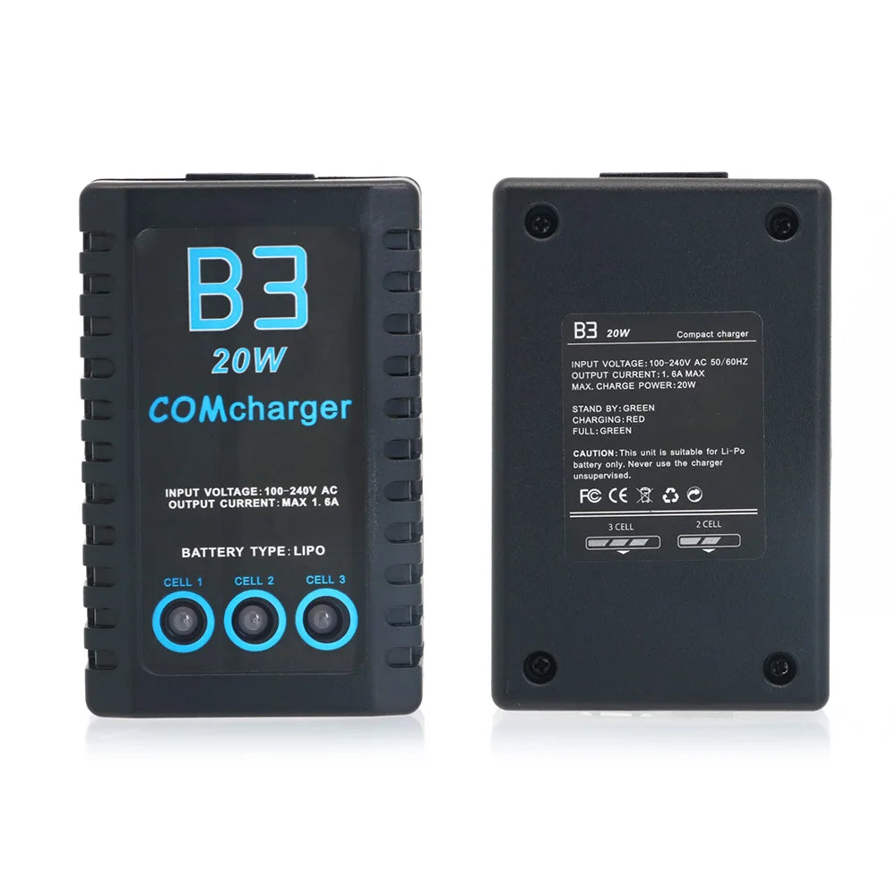 ComCharger Imax B3 20W 1.6A Compact Portable Battery Balance Charger For 7.4V 11.1V RC LiPo Battery EU US