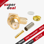 1PC RP SMA Male Plug Female Jack Right Angle Connector Solcering Crimp Adapter RG58 3DFB/LMR200 SYV 50-3 RF Coaxial Connectors