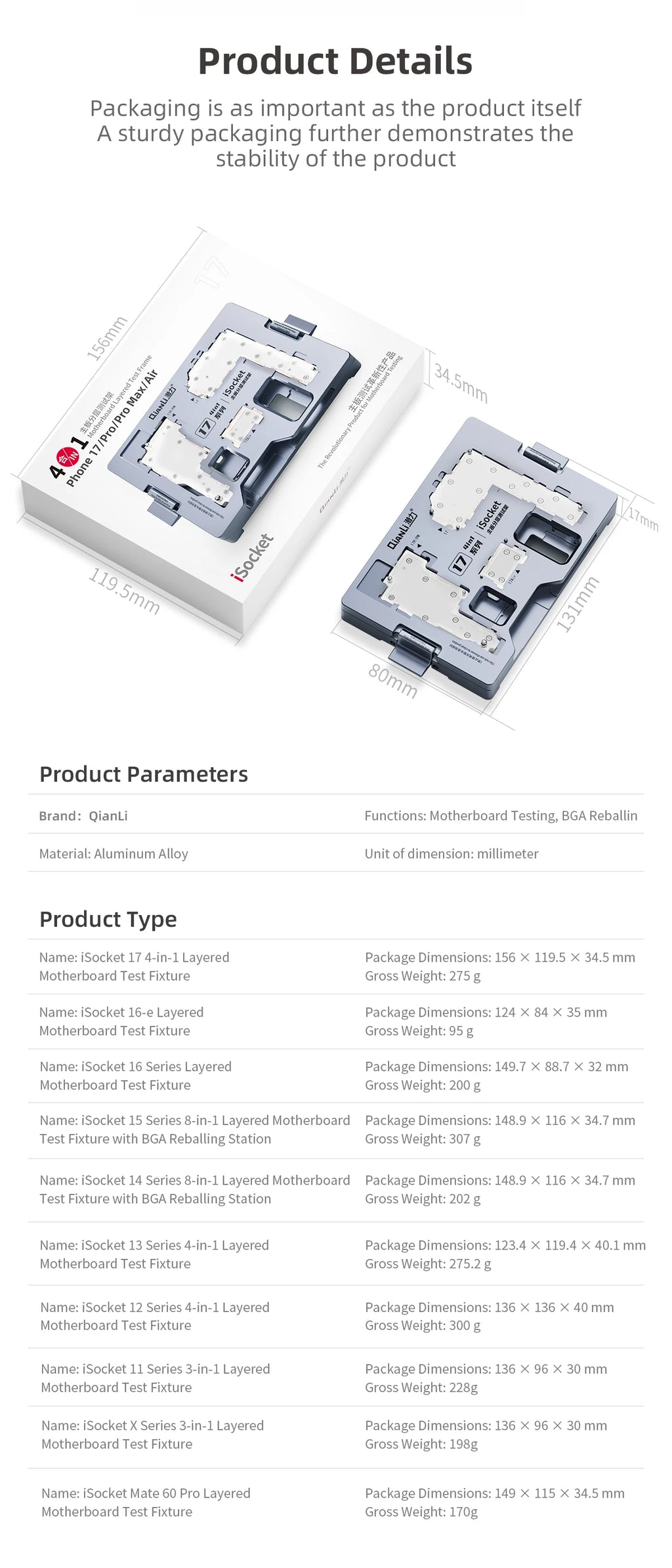 QIANLI ISocket Motherboard Middle Layer Test Stand for IPhone 16E X-16 Logic Board Function Diagnostic Double-deck Repair Tools
