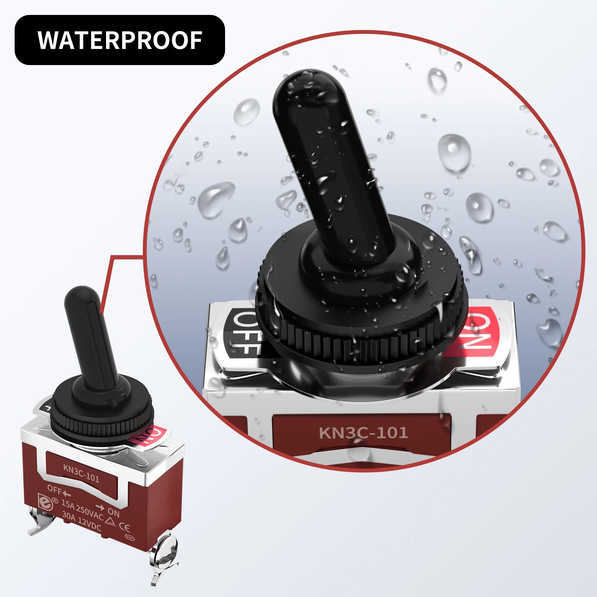 DaierTek 30A Waterproof Toggle Switch 12V with Mounting Bracket SPST ON/Off Covered Toggle Switch Panel Mount for Marine Boat