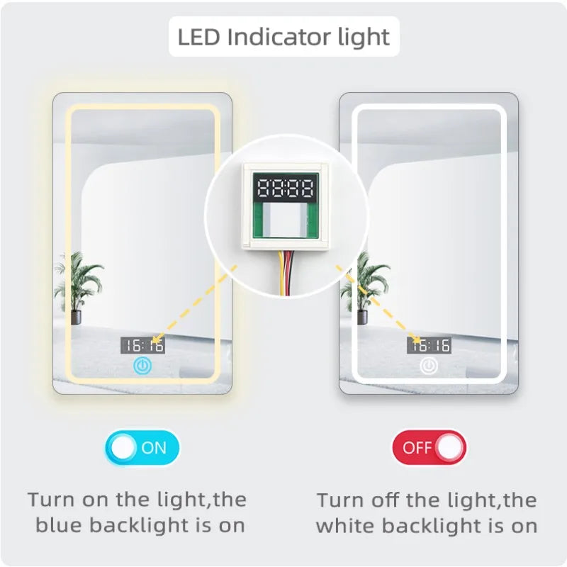 DC12V Touch Dimmer 5A 60W Single-Button Touch Time and Temperature Display LED Sensor Switch, Suitable for Bathroom Mirrors