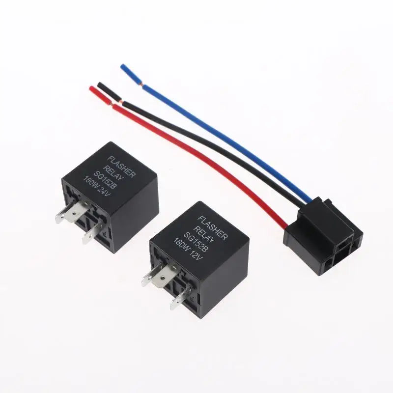 1 Set 12V 24V Car Motorcycle Steering Relay Car Flasher Relay For Turn Signal Lights 3Pin LED Flasher Relay With Socket