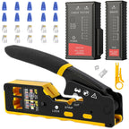 RJ45 Crimp Tool Kit Pass Through Cat6 Crimping Tool For Cat5 Cat5e Cat6 8P8C Connector, All-in-one Ethernet Crimper