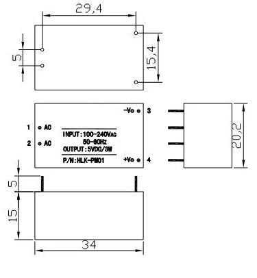 HLK-PM01 HLK-PM03 HLK-PM12 HLK-5M03/12 AC-DC 220V to 5V/3.3V/12V Mini Power Supply Module Intelligent Household Switch HLK-5M05.