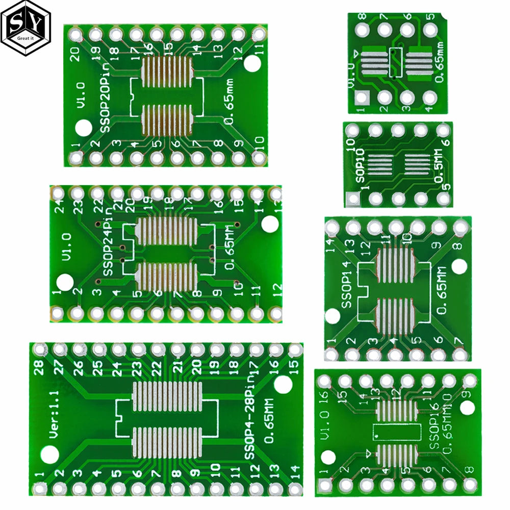 10PCS PCB Board Kit SMD Turn To DIP Adapter Converter Plate SOP MSOP SSOP TSSOP SOT23 8 10 14 16 20 28 SMT To DIP