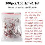 300/960pcs 50V Ceramic Capacitors Kit 2pF-0.1uF 30pF 100pF 1nF Electronic Components Package Capacitor Assorted Samples Diy Kit