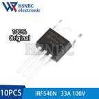 10PCS IRF540N IRF540NPBF IRF540 TO-220 33A 100V N-Channel Power MOSFET Transistor 100% New Original