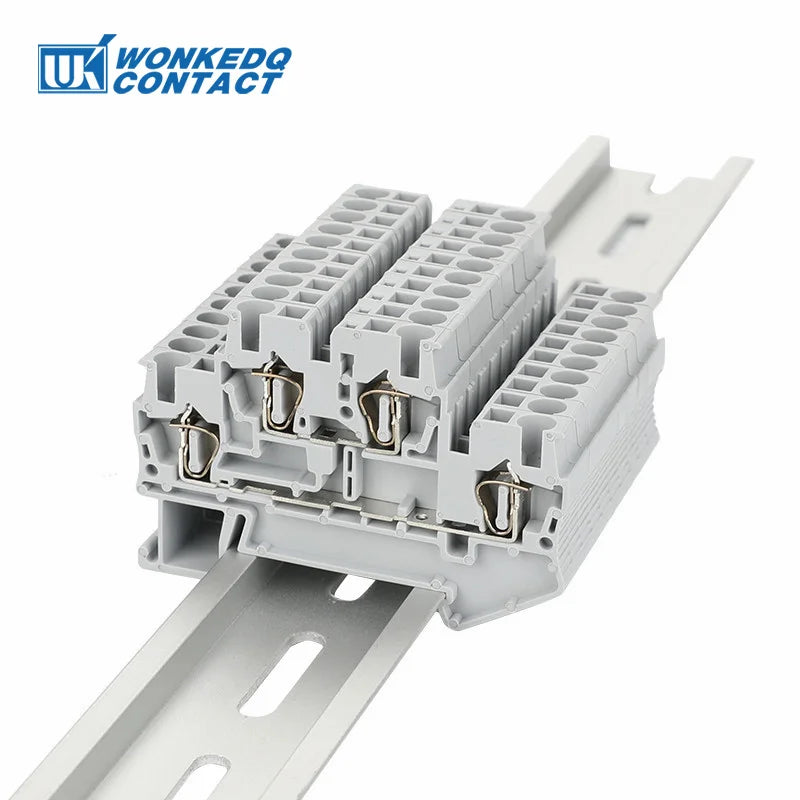 5Pcs STTB2.5-PE Ground Wire Connector Spring-cage 2 Level Earth Protect Plug Electrical STTB 2.5 PE Din Rail Terminal Block