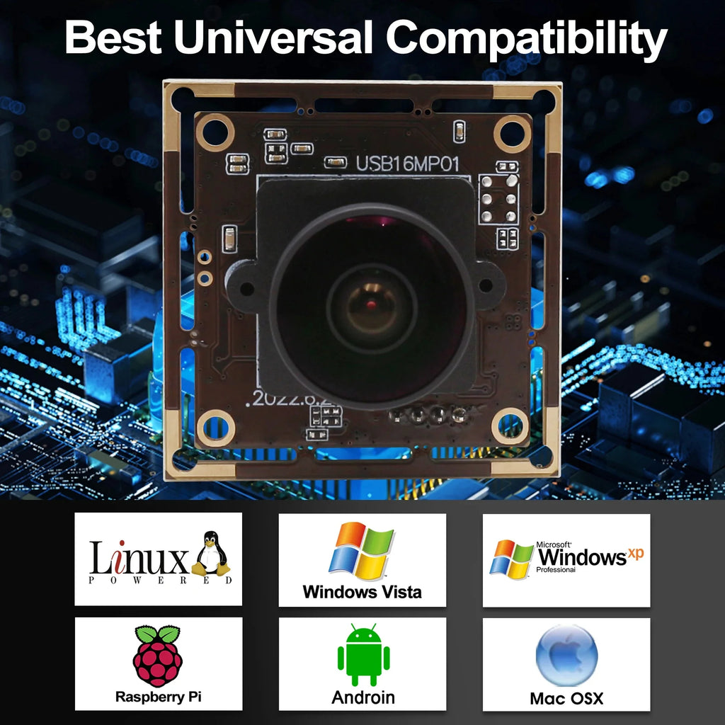 ELP 16MP Wide Angle USB Camera Module with 170degree Fisheye Lens 4K IMX298 Sensor Embedded Industrial Camera for Security