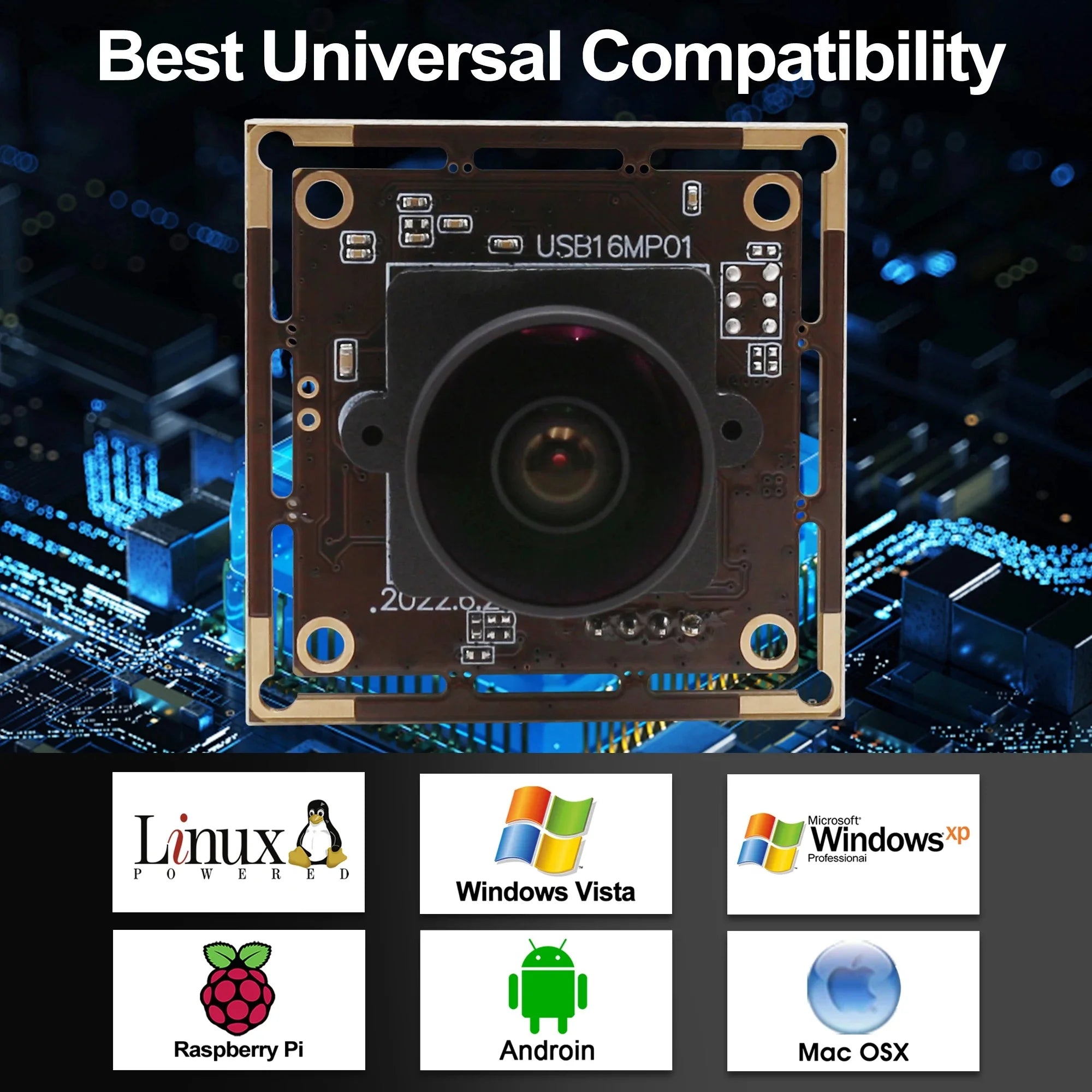 ELP 16MP Wide Angle USB Camera Module with 170degree Fisheye Lens 4K IMX298 Sensor Embedded Industrial Camera for Security