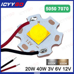 20W 40W High Power LED 5050 7070 Bead Diode 3V 6V 12V With Cable Suitable For Flashlight Parts Bicycle Car Headlight Accessories