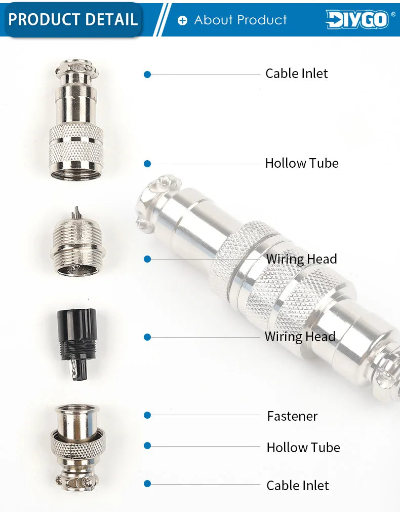 1PCS GX16 2/3/4/5/6/7/8/9/10 Pin Male&Female Docking Aviation Plug Socket Circular Connectors Cable butt joint push-in Port
