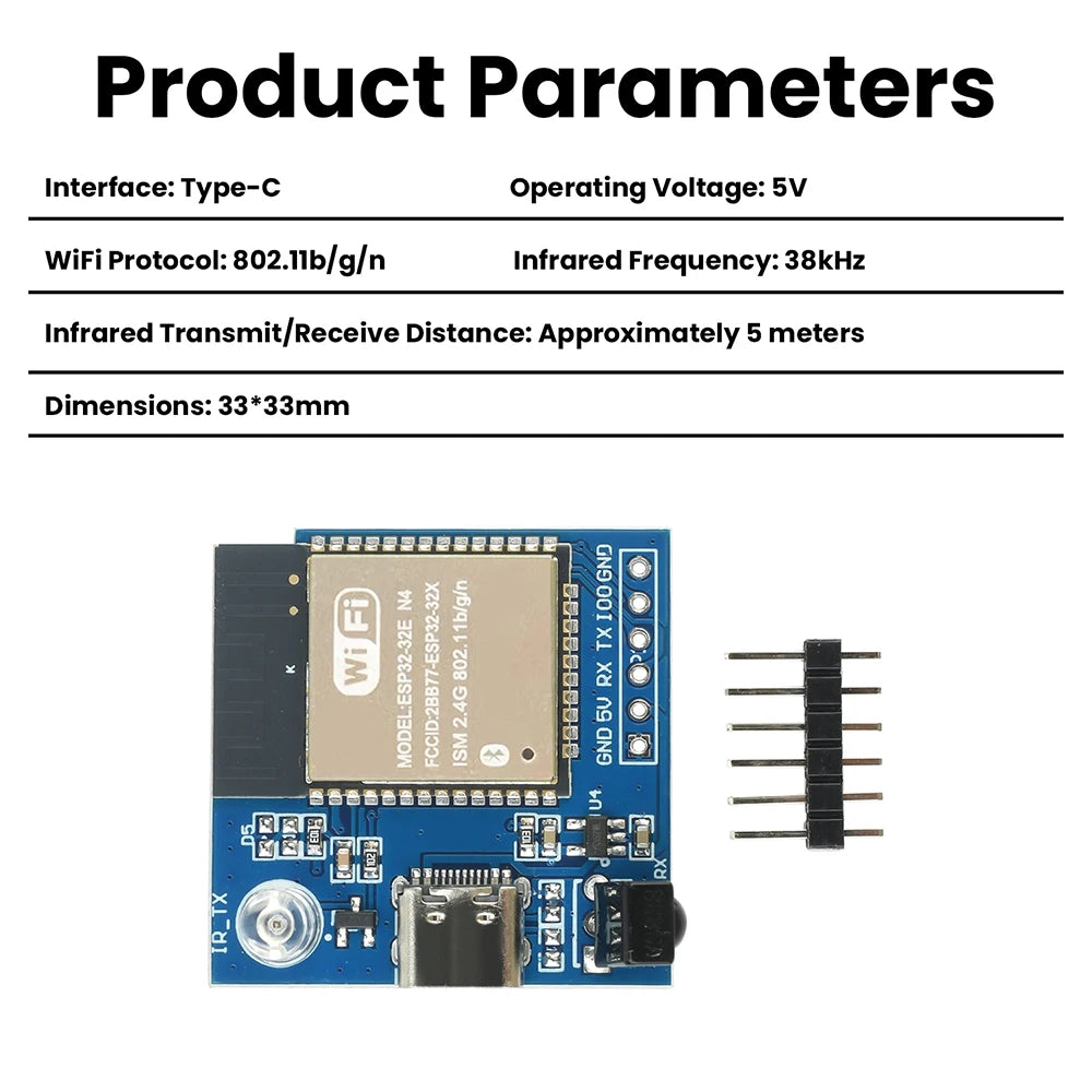 ESP32E-N4 Wifi Transparent Transmission Module Development Board Infrared Transmitter Receiver NEC Command Module Type C