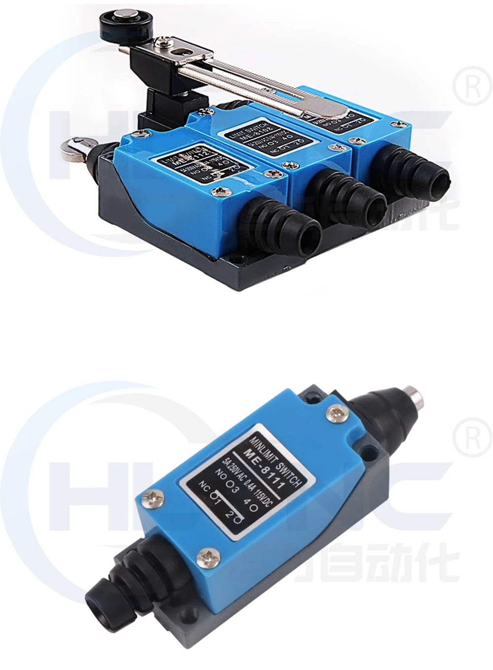 HLTNC 10PCS ME8108 250V 5A Momentary Roller Arm Type AC Mini Micro Limit Switch With 1NO 1NC For CNC Milling Laser Plasma Router