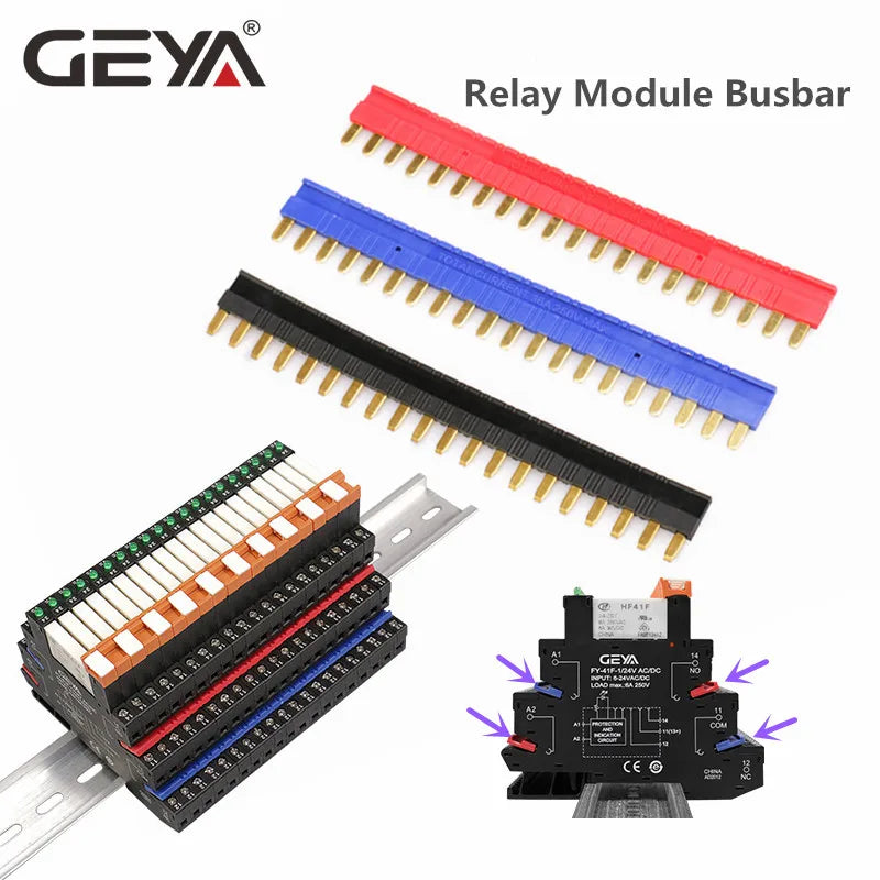 10PCS GEYA Din Rail Slim Relay Module HF-41F Integrated PCB Mount Power Relay With Relay Holder 12V 24V 48V 110V 230V 6.2mm