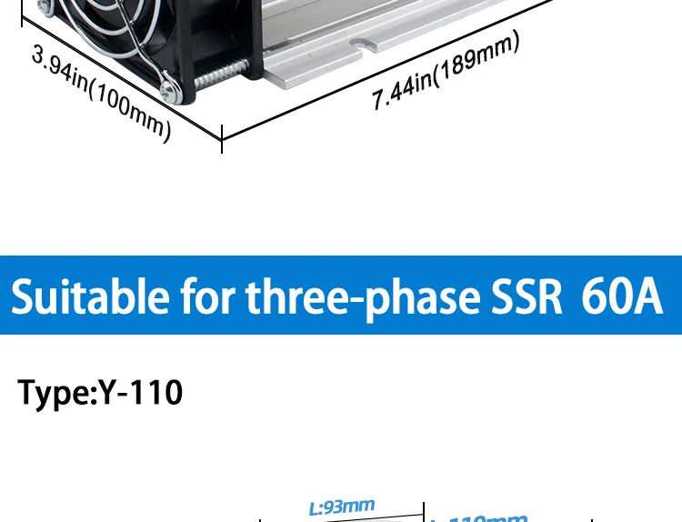 LCTC Radiator With Fan For Three Phase Solid State Relay SSR Heat Sink 100A 120A 3-phase Relay DC 48V Y-150