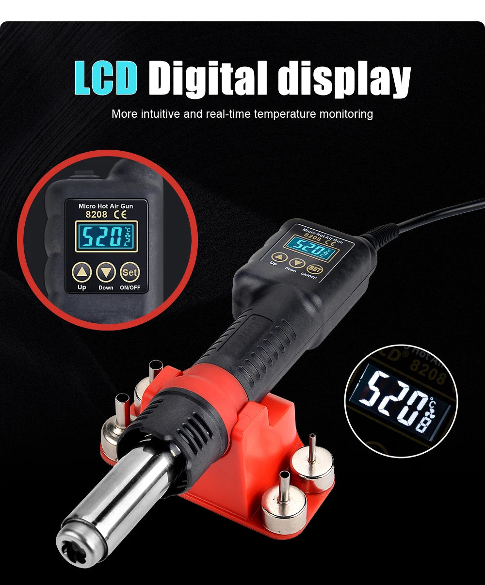 JCD 8208 Heat Gun Micro Soldering Station 750W Soldering Hot Air Gun LCD Digital Hair Dryer For BGA IC Welding Repair Tools