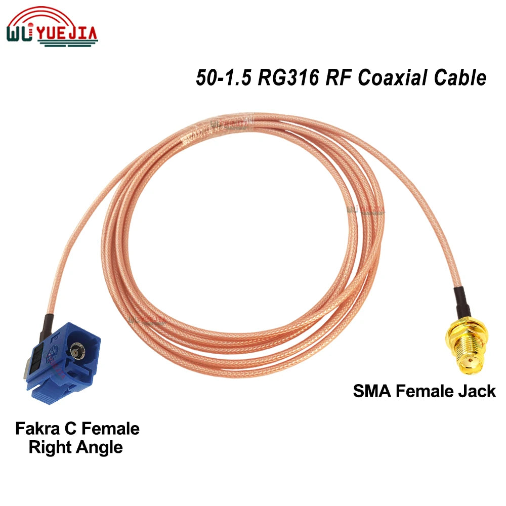 SMA to Fakra C RG316 Cable Blue Fakra C Female to SMA RP-SMA Female/Male Connector 50 Ohm RF Coax Cable Extension Jumper Pigtail