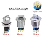 16/19/22mm, Metal Rotary Switch, Selected Toggle Switch With LED 12-24V, 2 Positions / 3 Position Waterproof