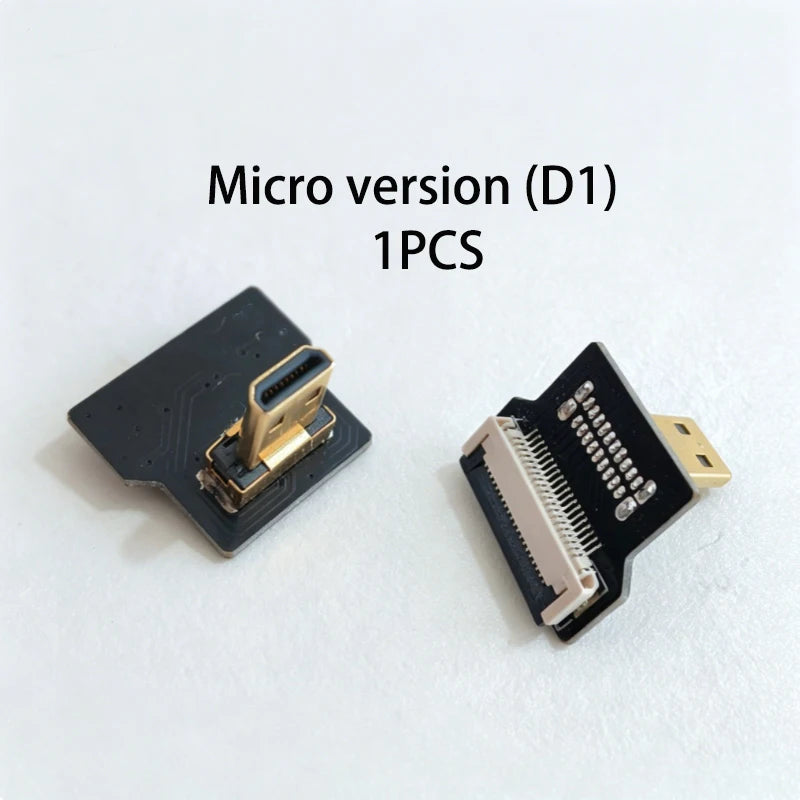 1PCS Ribbon FPV HDMI-Compatible Connector Flexible Flat Cable Raspberry Pi 4 Micro HDMI to HDMI/Mini HDMI Female 90 Degree FFC